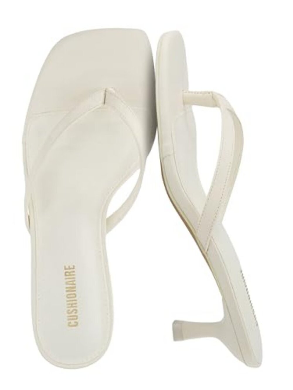 Kitten Heels for Women, Thong Flip Flop Heeled Sandals with Memory Foam, Slip On